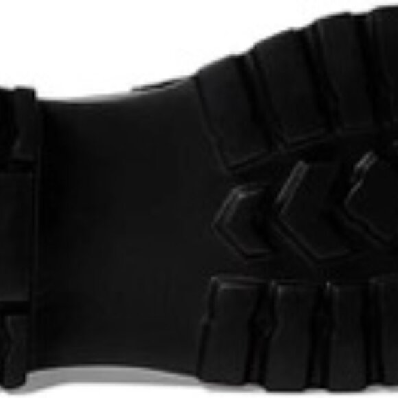 Steve Madden Cleo Black Leather Chunky Lug Sole Curb Chain Ankle Boots 8M - Picture 5 of 5